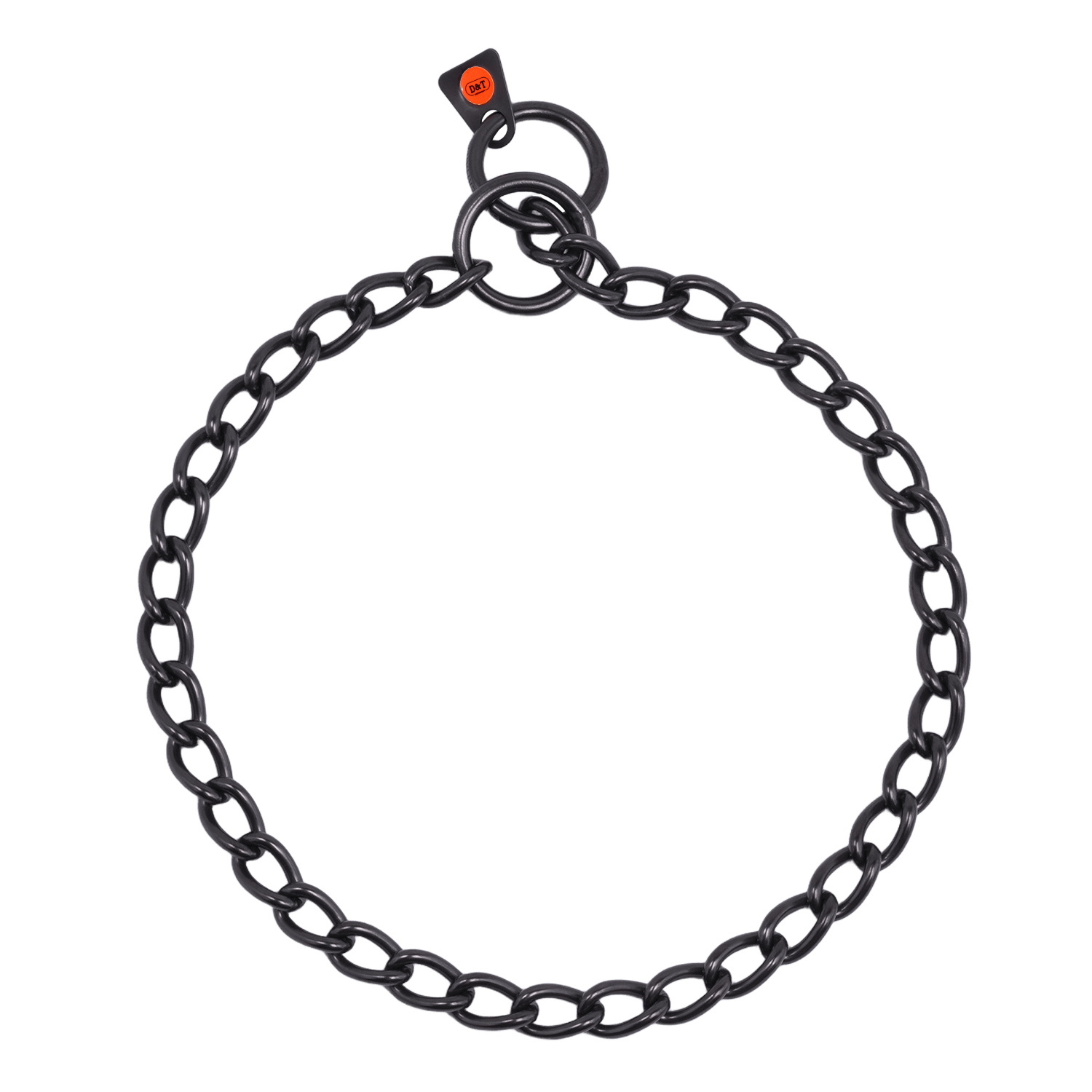 Collar, round links - Stainless steel black, 3.0 mm