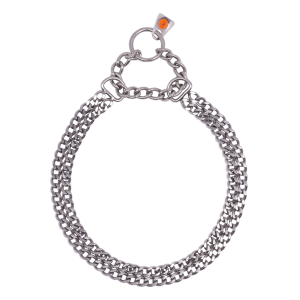 Twin Row Martingale Collar, flat polished links - Stainless steel, 2.0 mm