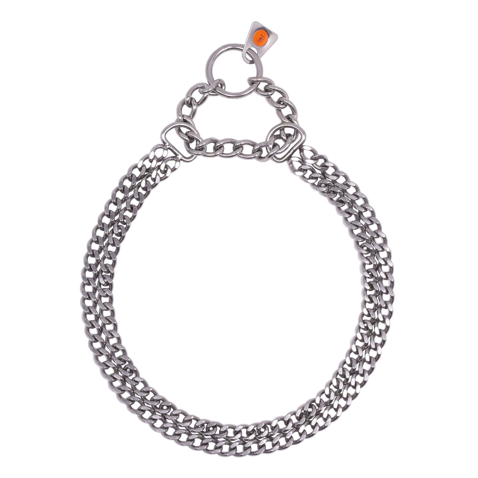 Twin Row Martingale Collar, flat polished links - Stainless steel, 2.0 mm