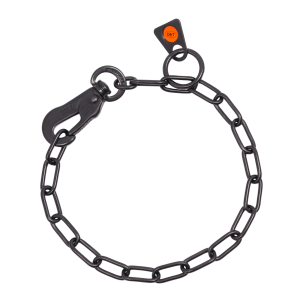 Collar, medium links adjustable - with DT hook - Stainless steel black,2.0 mm