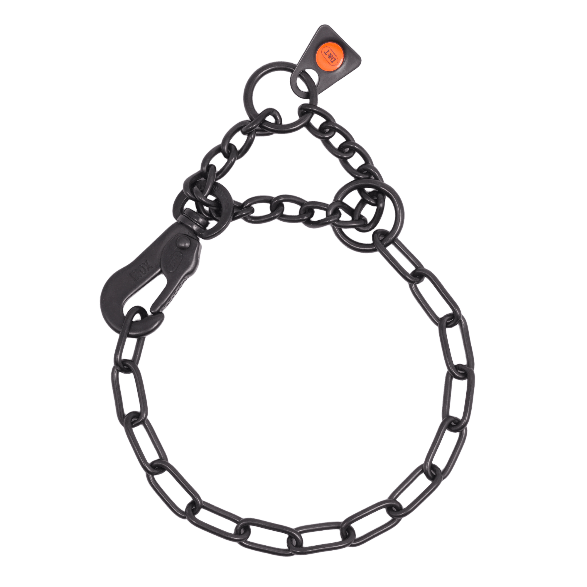 Collar, adjustable - with DT hook - Stainless steel black, 2.0 mm