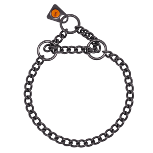 Collar, round links - Stainless steel black, 2.0 mm