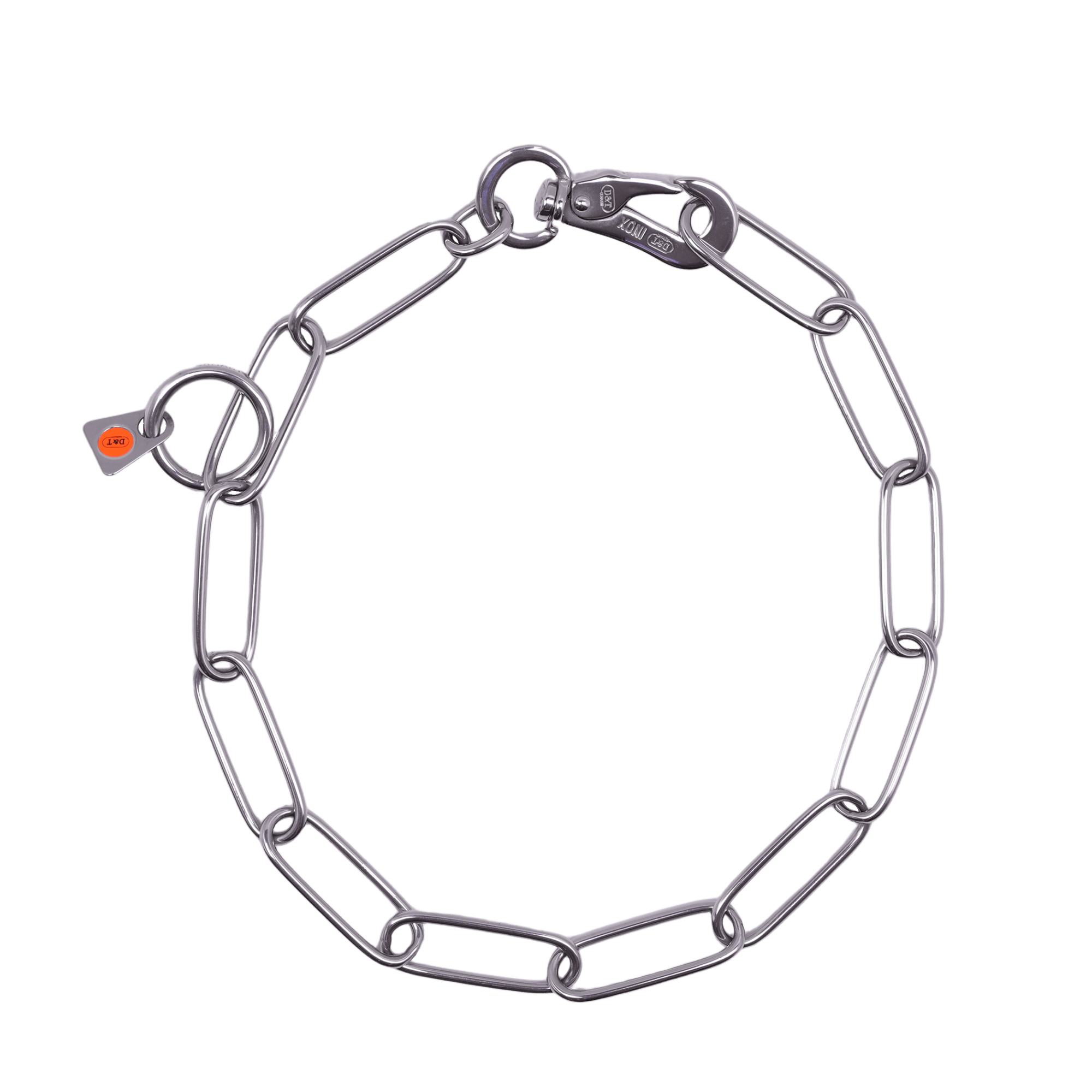 Collar, long links, adjustable - with DT hook - Stainless steel, 3.0 mm