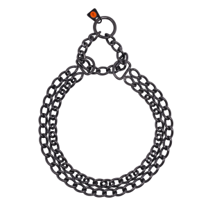 Twin Row Martingale Collar - Stainless Steel black, 3.0 mm
