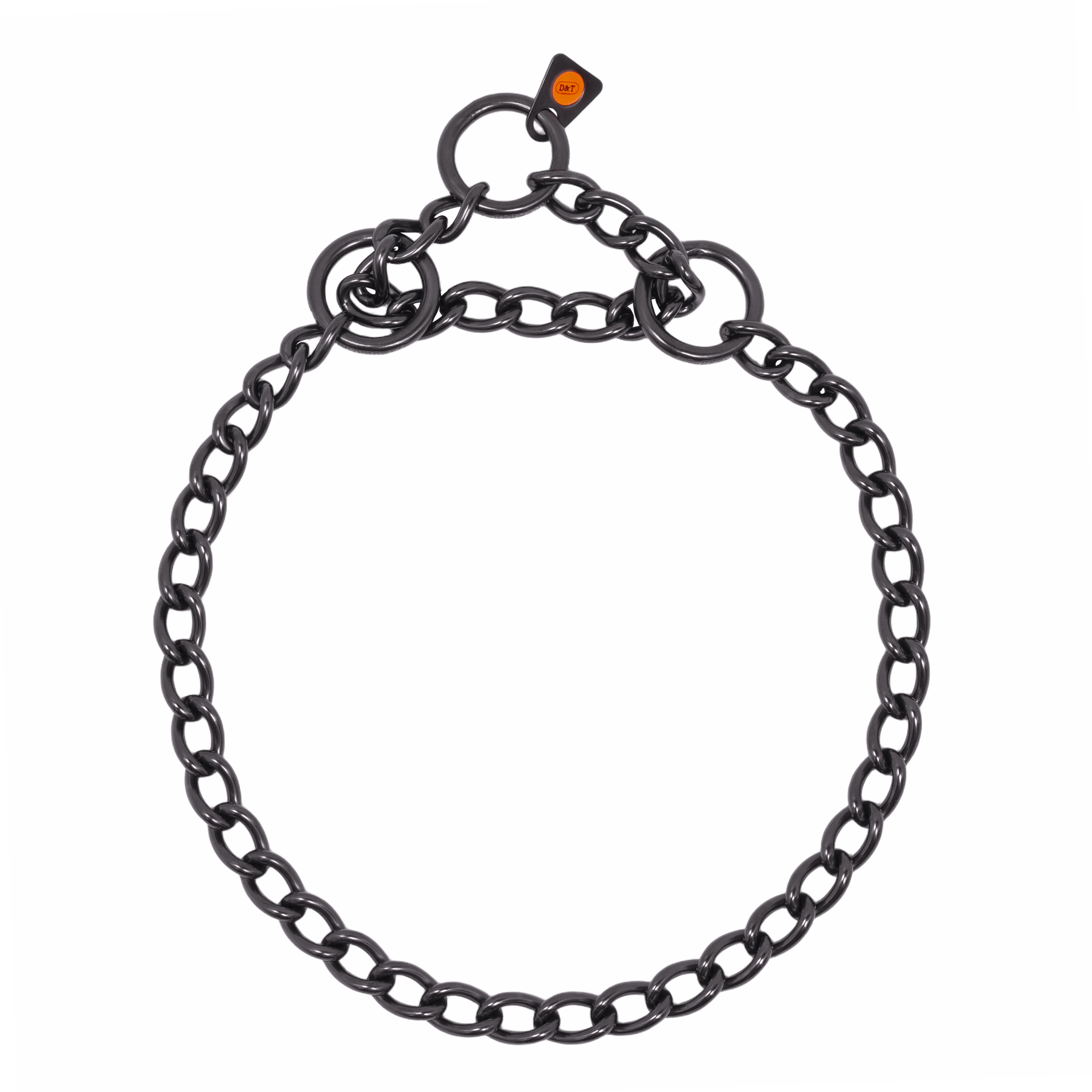 Collar, round links - Stainless steel black, 3,0 mm
