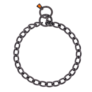 Collar, round links - Stainless steel black, 4.0 mm