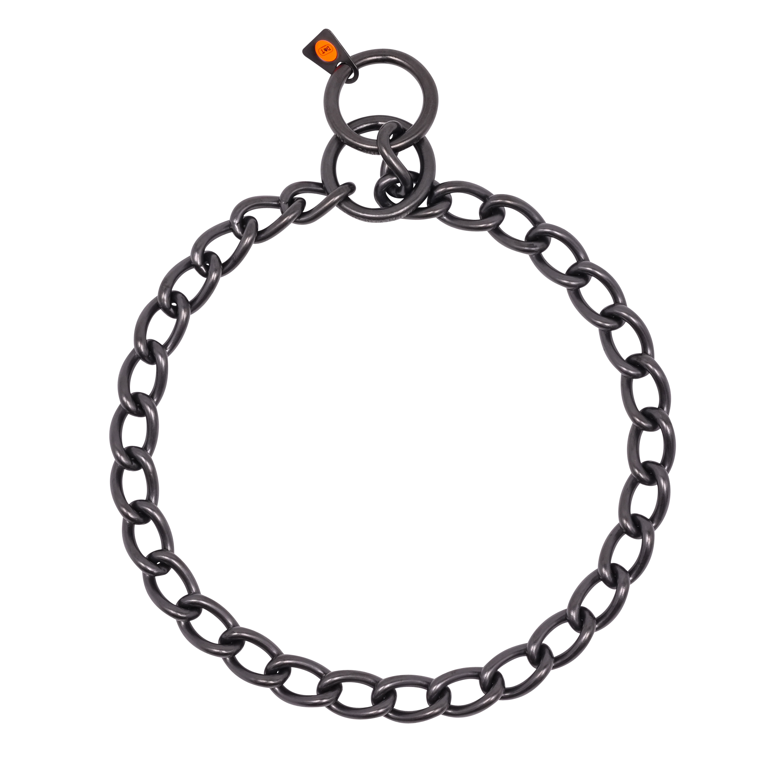 Collar, round links - Stainless steel black, 4.0 mm