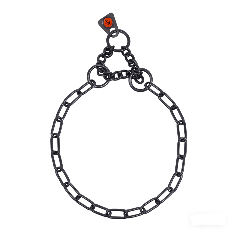 Collar, with assembly chain - Stainless steel black, 2.0 mm