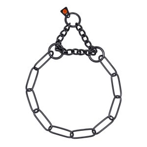Collar long links with limited traction - Stainless steel black, 3.0 mm
