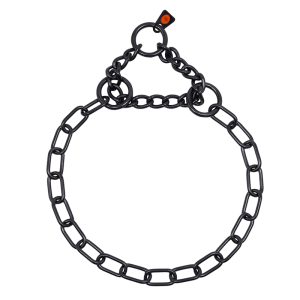 Collar, medium, with assembly chain - Stainless steel black, 3.0 mm