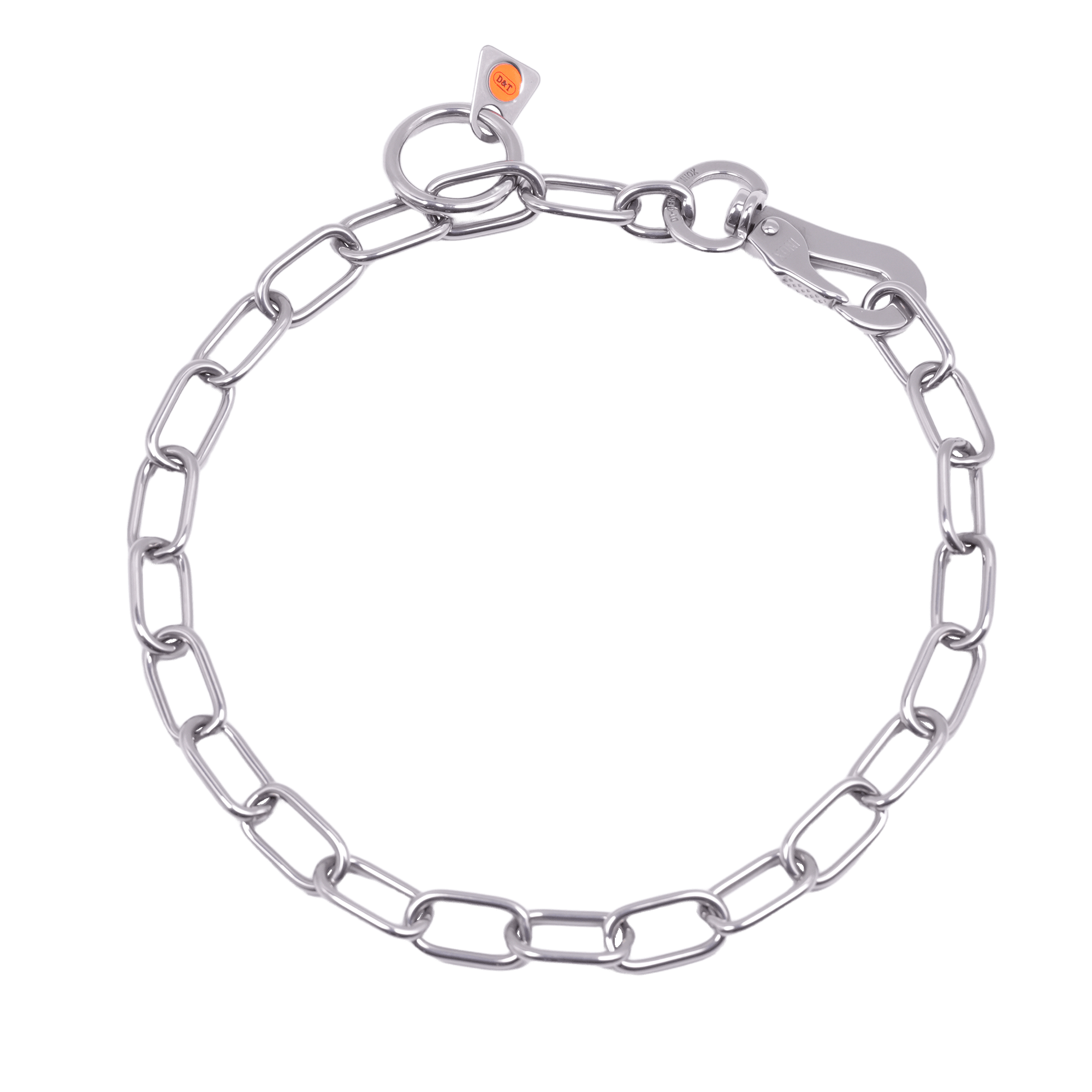 Collar, medium links adjustable - with DT hook - Stainless steel, 3.0 mm